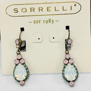 Sorrelli Pastel Pink, Green, and Opal Color   Crystal Hanging Earrings